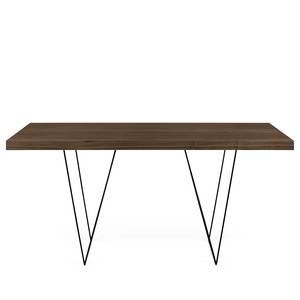 Eettafel Hueva deels massief notenboomhout/metaal - Notenboomhout/zwart - Breedte: 160 cm