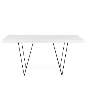 Table Hueva Métal - Blanc / Noir - Largeur : 160 cm