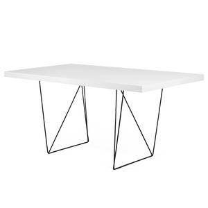 Eettafel Hueva metaal - Wit/zwart - Breedte: 160 cm