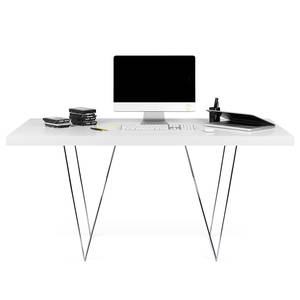 Table Hueva Métal - Blanc / Noir - Largeur : 160 cm