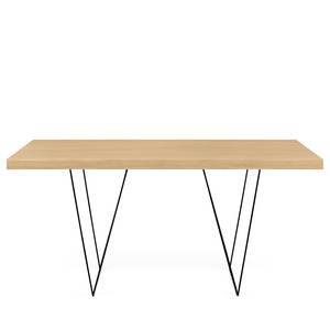 Table Hueva Partiellement en chêne massif / Métal - Chêne / Noir - Largeur : 160 cm