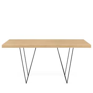 Eettafel Hueva deels massief eikenhout/metaal - Eikenhout/zwart - Breedte: 160 cm