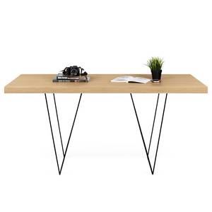 Table Hueva Partiellement en chêne massif / Métal - Chêne / Noir - Largeur : 160 cm