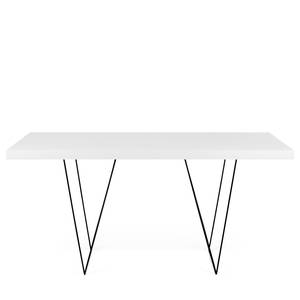 Eettafel Hueva metaal - Wit/zwart - Breedte: 180 cm