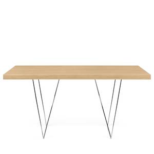 Table Hueva Partiellement en chêne massif / Métal - Chêne / Chrome - Largeur : 180 cm