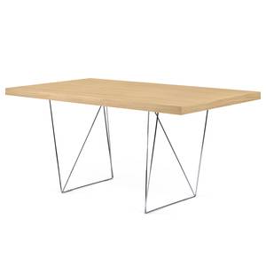 Table Hueva Partiellement en chêne massif / Métal - Chêne / Chrome - Largeur : 180 cm