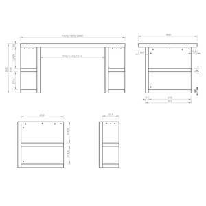 Bureau Markle deels massief eikenhout - mat wit - Eik - Breedte: 160 cm