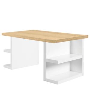 Schreibtisch Markle Eiche teilmassiv - Matt Weiß - Eiche - Breite: 180 cm