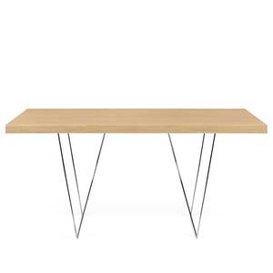 Table Hueva Partiellement en chêne massif / Métal - Chêne / Chrome - Largeur : 160 cm