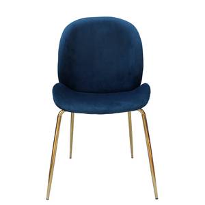 Chaises capitonnées Charlize (lot de 2) Velours / Métal - Laiton - Bleu