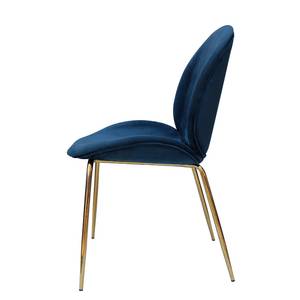 Gestoffeerde stoelen Charlize I (2 stuk) fluweel/metaal - messingkleurig - Blauw