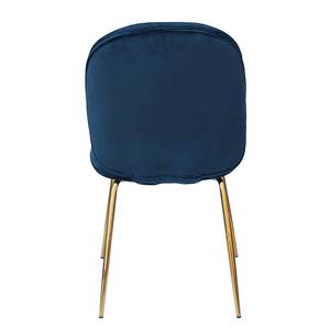 Chaises capitonnées Charlize (lot de 2) Velours / Métal - Laiton - Bleu