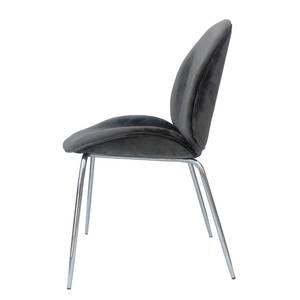 Chaises capitonnées Charlize (lot de 2) Velours / Métal - Chrome - Gris