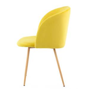 Gestoffeerde stoelen Celina (set van 2) fluweel/metaal - beukenhouten look - Geel