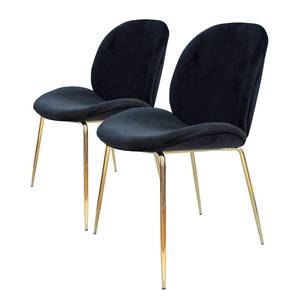 Gestoffeerde stoelen Charlize I (2 stuk) fluweel/metaal - messingkleurig - Zwart