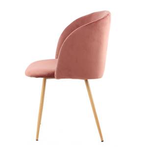 Gestoffeerde stoelen Celina (set van 2) fluweel/metaal - beukenhouten look - Zalmkleurig
