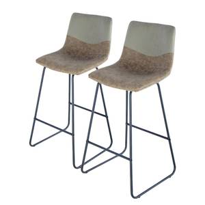 Chaises de bar Kylie (lot de 2) Imitation cuir / Métal - Noir - Gris