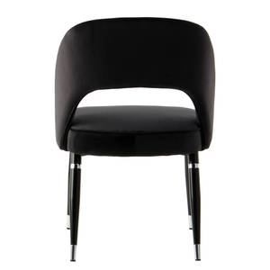 Gestoffeerde stoelen Courtney (2 stuk) fluweel/deels massief eucalyptushout - Zwart/zilverkleurig
