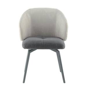 Chaise capitonnée Carol II Microfibre / Fer - Gris / Crème