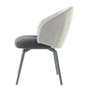 Chaise capitonnée Carol II Microfibre / Fer - Gris / Crème