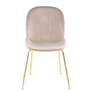 Chaises capitonnées Charlize (lot de 2) Velours / Métal - Laiton - Crème