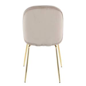 Chaises capitonnées Charlize (lot de 2) Velours / Métal - Laiton - Crème