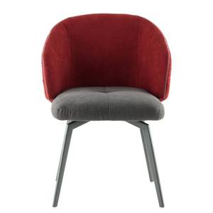Gestoffeerde stoel Carol II microvezel/ijzer - Grijs/rood