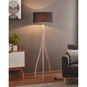 Lampadaire Tripod III Frêne massif / Coton - 1 ampoule - Noir