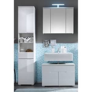 Salle de bain Larado V (3 éléments) Avec éclairage - Blanc brillant / Blanc