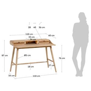 Bureau Nobhill massief mindihout/rotan - mindihout/Weens vlechtwerk