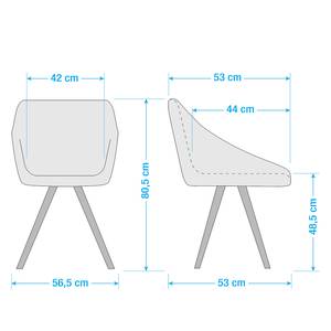 Chaises à accoudoirs Skelde I Matière plastique / Hévéa massif - Gris menthe - Lot de 2