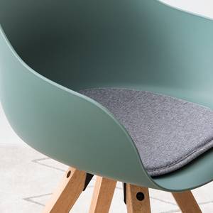 Chaises à accoudoirs Skelde I Matière plastique / Hévéa massif - Gris menthe - Lot de 2