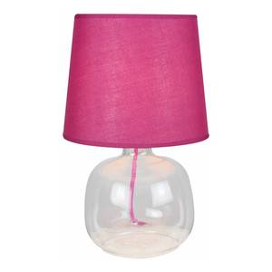 Lampe Mandy Tissu mélangé / Verre transparent - 1 ampoule - Rose foncé