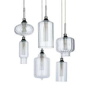 Suspension Larissa I Verre transparent / Acier - 6 ampoules