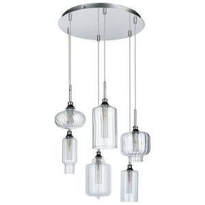 Suspension Larissa I Verre transparent / Acier - 6 ampoules