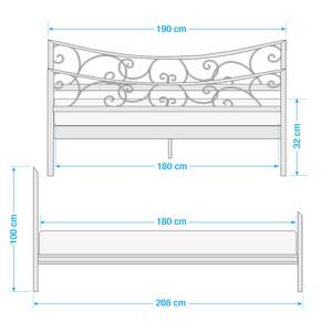 Bedframe Barberton Zwart - 180 x 200cm