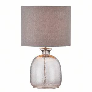 Tafellamp Vernal badstof/rookglas - 1 lichtbron - Grijs