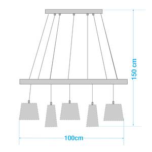 Hanglamp Vico badstof/massief eucalyptushout - 5 lichtbronnen