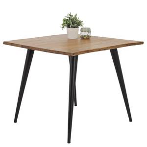 Eettafel Auberry massief acaciahout/staal - acaciahout/mat zwart - Breedte: 90 cm