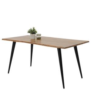 Eettafel Auberry massief acaciahout/staal - acaciahout/mat zwart - Breedte: 160 cm