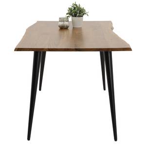 Eettafel Auberry massief acaciahout/staal - acaciahout/mat zwart - Breedte: 160 cm