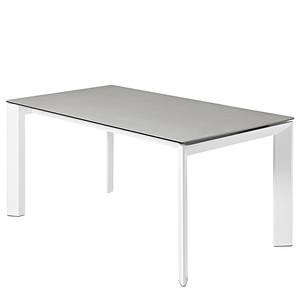 Table Retie I Céramique et verre / Acier - Gris fumé - Largeur : 140 cm - Blanc