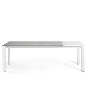 Table Retie I Céramique et verre / Acier - Gris fumé - Largeur : 140 cm - Blanc