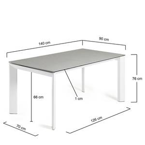 Esstisch Retie I Keramik & Glas / Stahl - Rauchgrau - Breite: 140 cm - Weiß