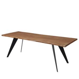 Eettafel Malling massief eikenhout/staal - zwart - Eikenhout antiek - 220 x 100 cm