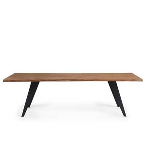 Table Malling Chêne massif / Acier - Noir - Chêne vieilli - 220 x 100 cm