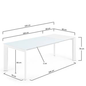 Eettafel Retie II glas/staal - Wit - Breedte: 160 cm