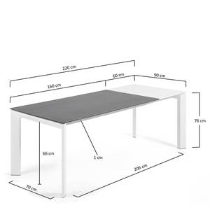Esstisch Retie I Keramik & Glas / Stahl - Dunkelgrau - Breite: 160 cm - Weiß