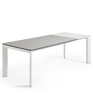 Eettafel Retie I keramiek & glas/staal - Rookgrijs - Breedte: 160 cm - Wit