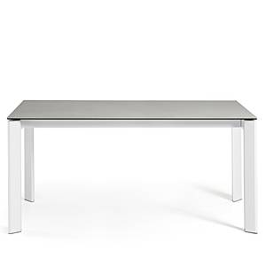 Eettafel Retie I keramiek & glas/staal - Rookgrijs - Breedte: 160 cm - Wit